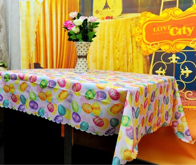 Manufacturers direct sales of Easter red colored eggs table cloth.