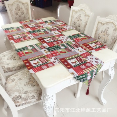 Manufacturer's spot for Christmas terylene -dyed table flag tablecloth, amazon cross-border hot style hot trade table mat.