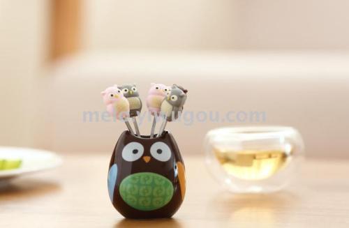 owl silicone fruit fork