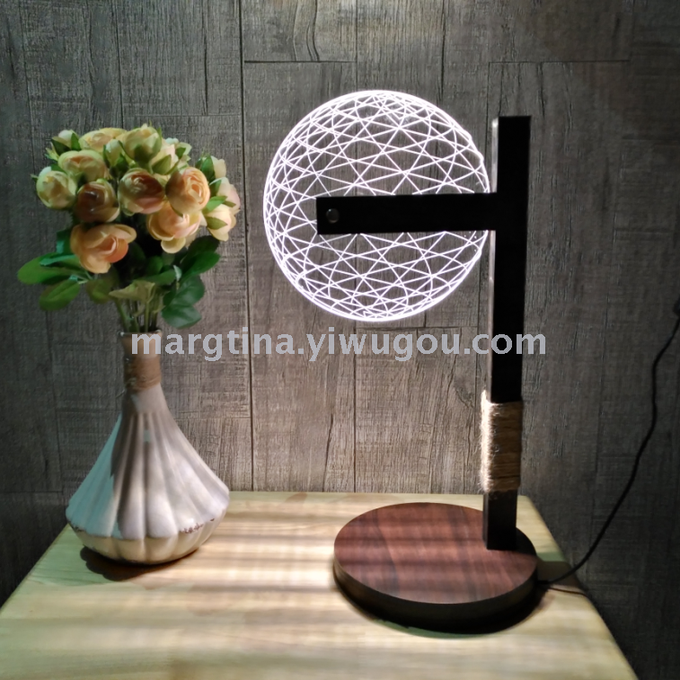 友立佳夜光亚克力透明板按钮现代3D奇特LED创意台灯USB可调节光