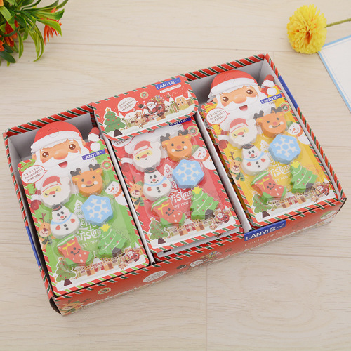 korean wholesale christmas gifts cartoon eraser cute santa claus head ly1010