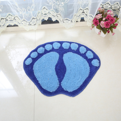 factory direct flocking big feet floor mat bathroom anti-slip mats cute big feet soft bathroom non-slip mat