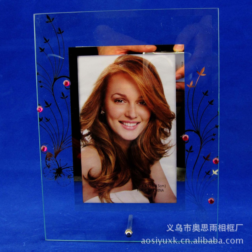 义乌洗镜粘珠款6/镶珠/玻璃平板/创意/外贸出口/相框 5吋