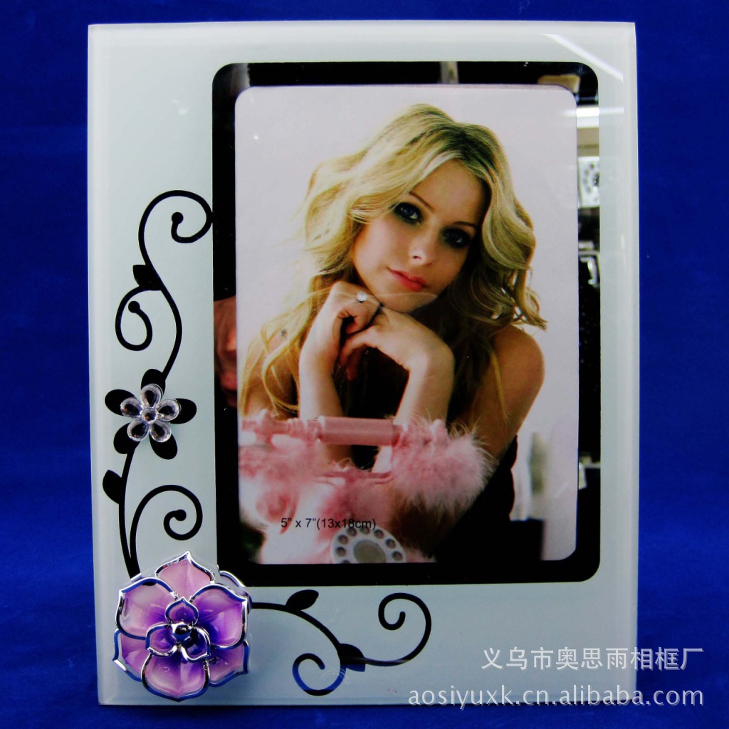 义乌洗镜单色粘珠款10/丝印/玻璃平板/创意/外贸出口/相框 5吋