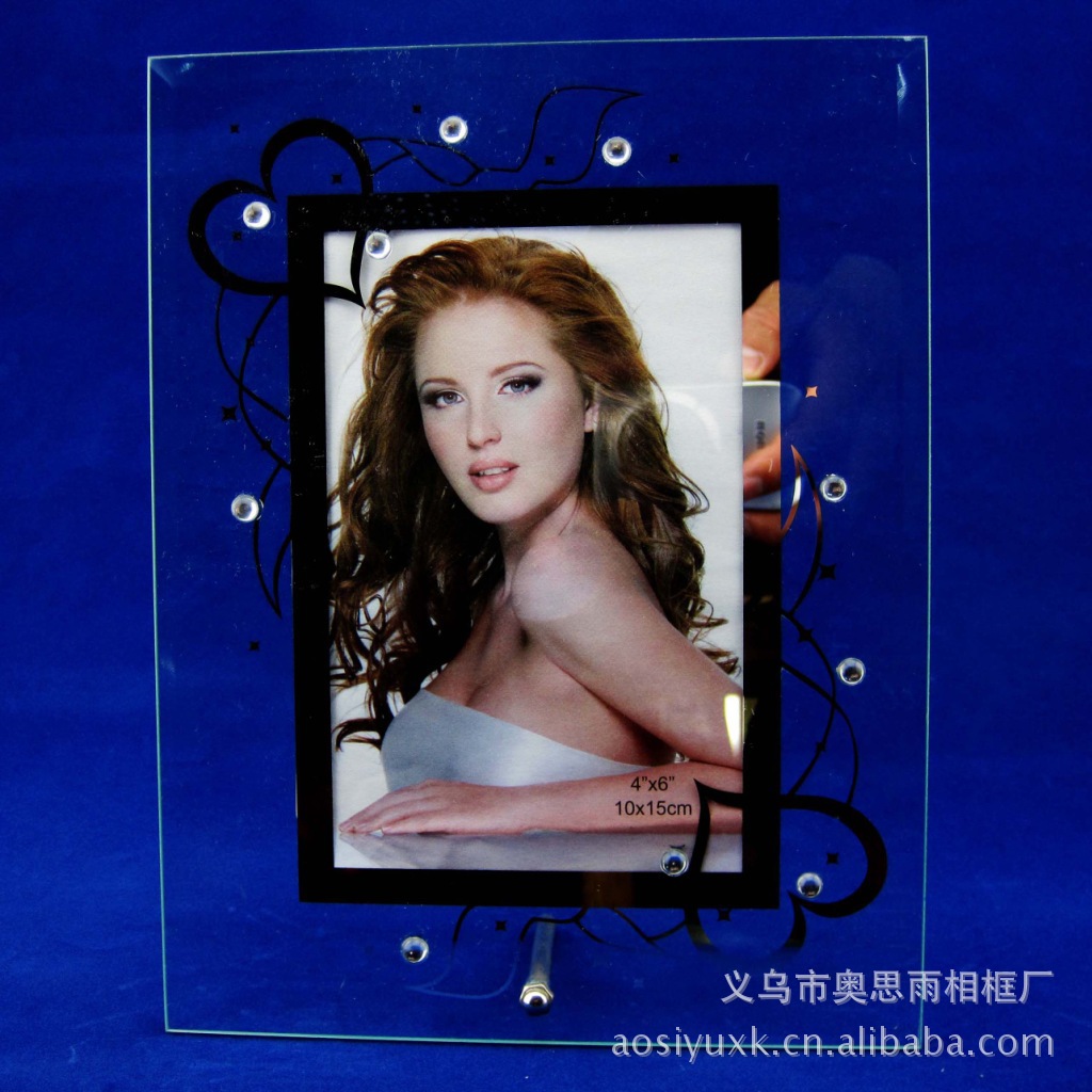 义乌洗镜粘珠款8/镶珠/玻璃平板/创意/外贸出口/相框 5吋