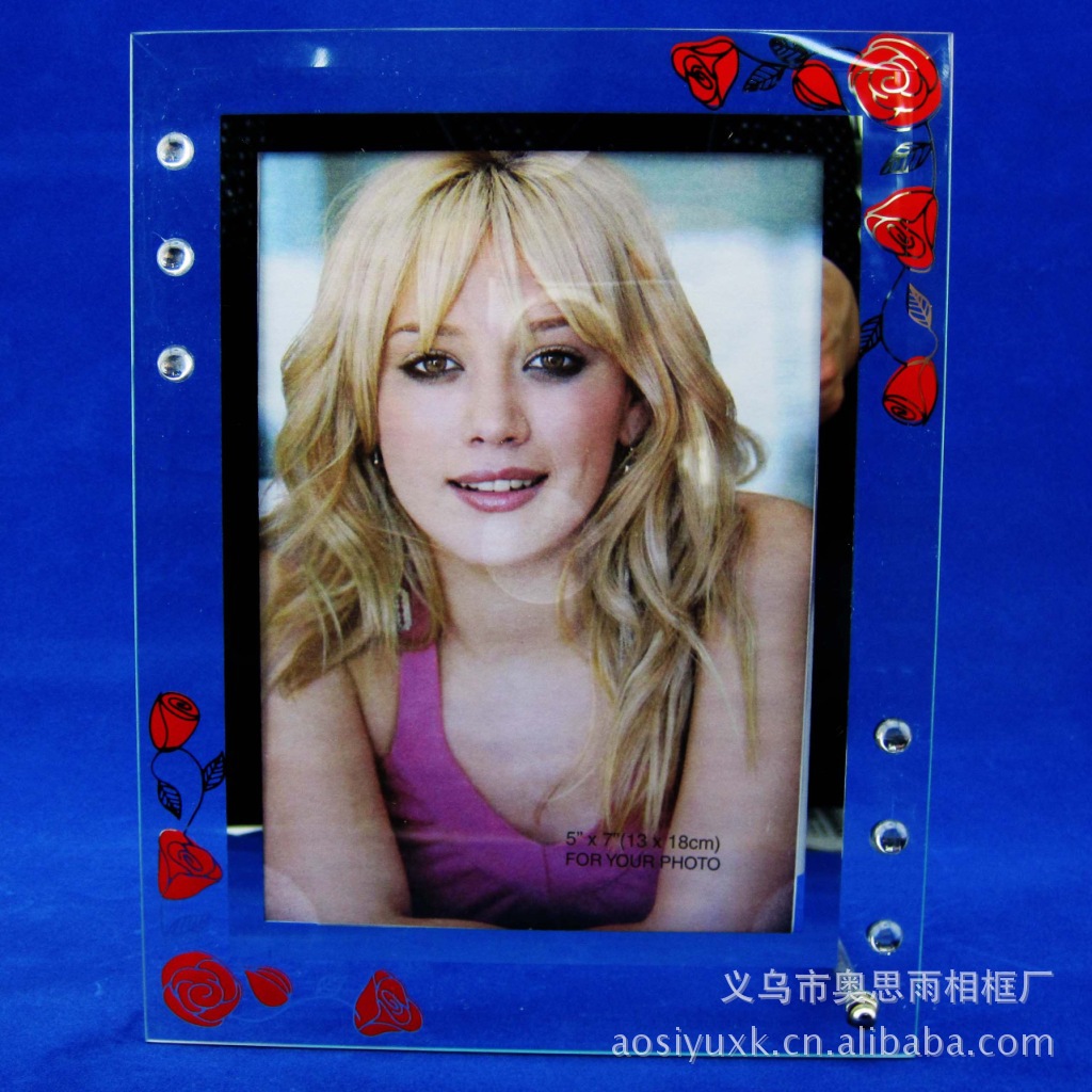 义乌洗镜套色粘珠款3/丝印/玻璃平板/创意/外贸出口/相框 5吋