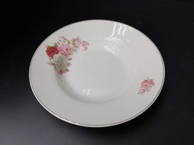 Nine-inch bone China round soup small membrane flower single gold thread/single silver thread.