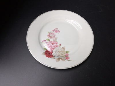 Porcelain plate for daily use porcelain plate 8.5 inch round flat small membrane flower single line.