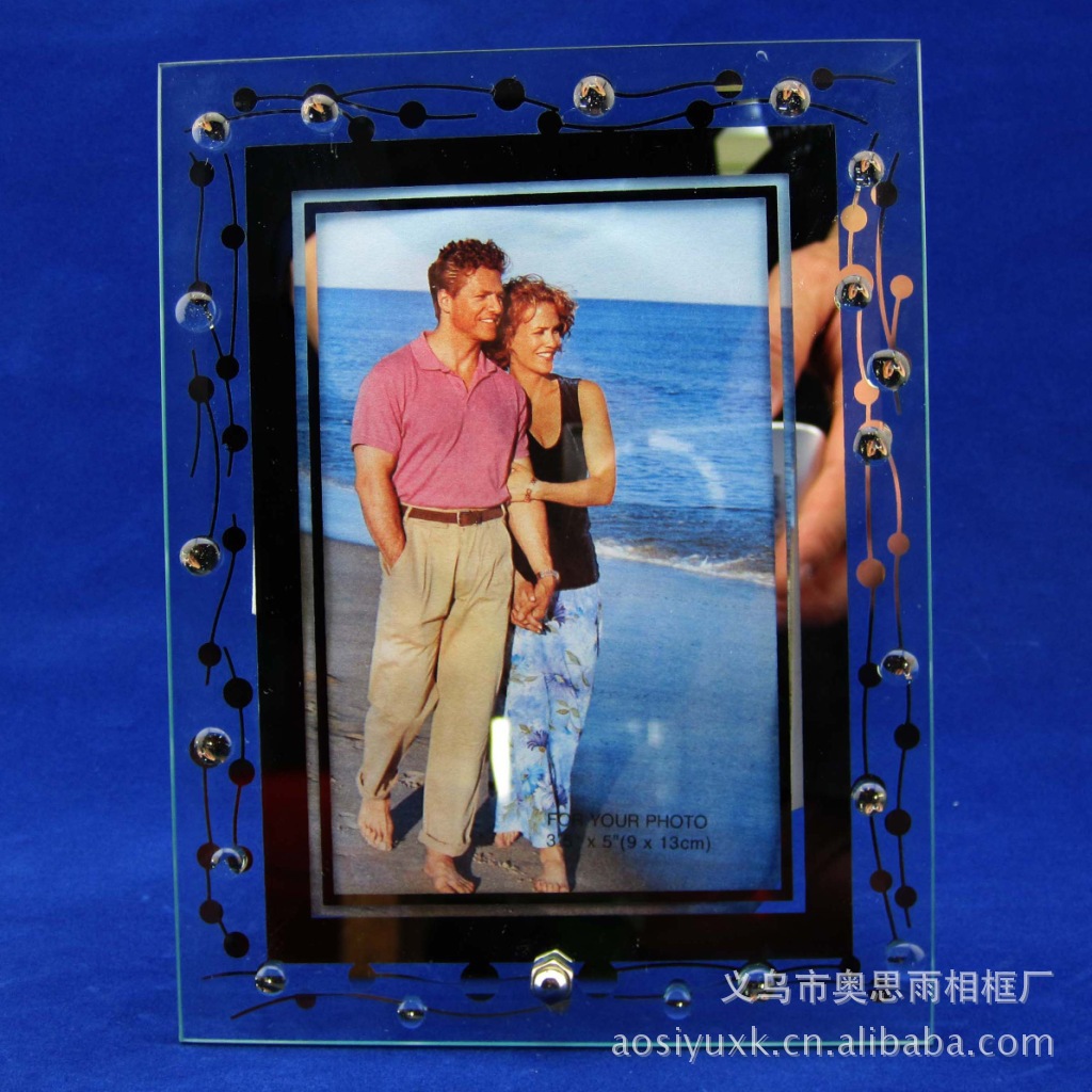 义乌洗镜粘珠款2/镶珠/玻璃平板/创意/外贸出口/相框 5吋