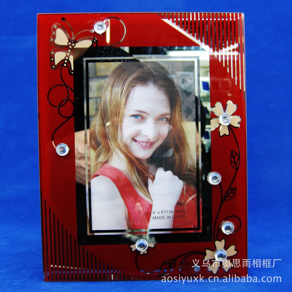 义乌洗镜套色粘珠款5/丝印/玻璃平板/创意/外贸出口/相框 5吋