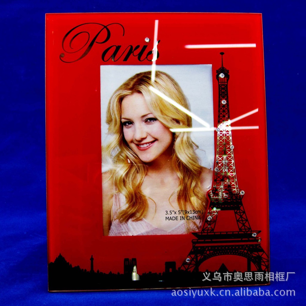 义乌洗镜单色粘珠款2/丝印/玻璃平板/创意/外贸出口/相框 5吋