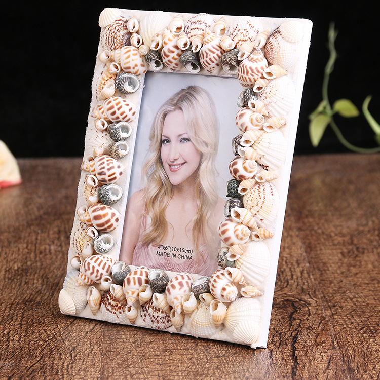 树脂贝壳相框创意家居装饰客厅房间摆台海螺贝壳相片框架 批发