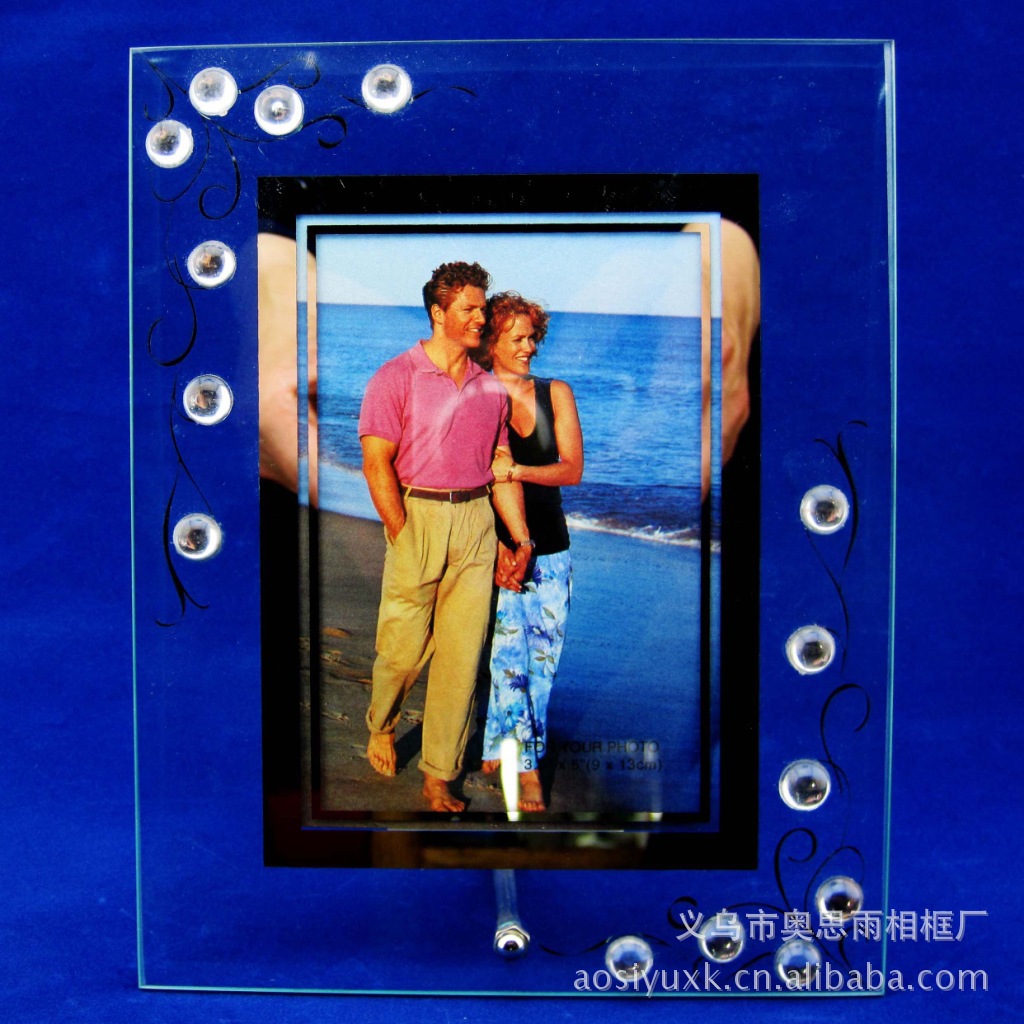 义乌洗镜粘珠款3/镶珠/玻璃平板/创意/外贸出口/相框 5吋