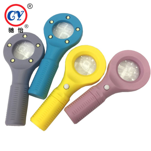 Novel 5 Lights Lighting Flashlight Magnifying Glass Plastic 2 in-1 Fake Currency Detection Lighting Flashlight Lighting Magnifier Flashlight
