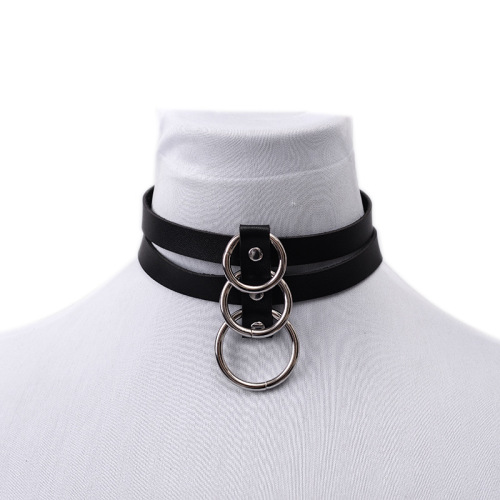 european american harajuku punk leather collar ebay hot selling round pendant necklace neck necklace short clavicle chain