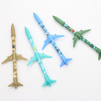 创意文具迷彩色飞机火箭造型中性笔导弹签字水