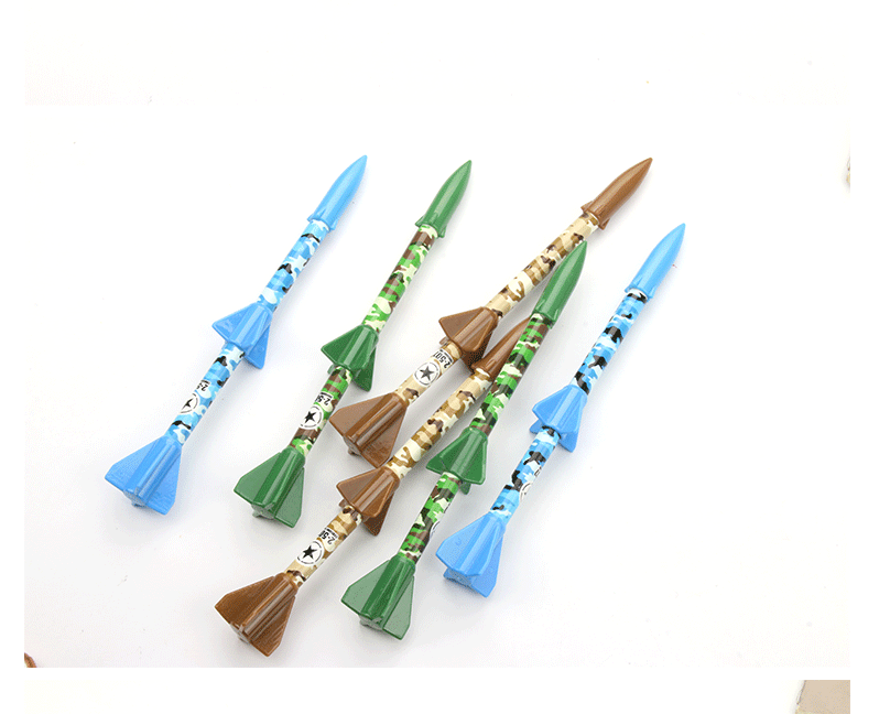 创意文具迷彩色飞机火箭造型中性笔导弹签字水