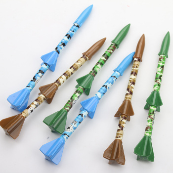 创意文具迷彩色飞机火箭造型中性笔导弹签字水