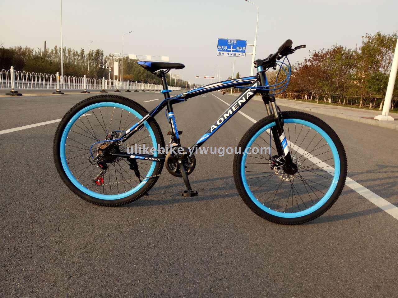 black and blue bike