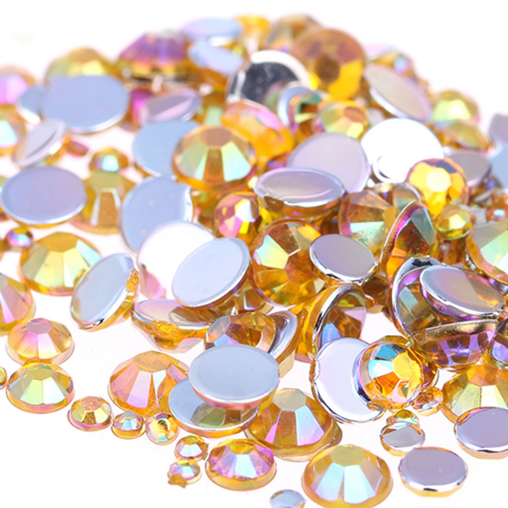 新款仿台平底平面圆形大小包金黄AB彩AB色多色可选手机美容配件