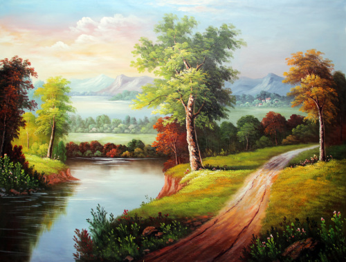 Export European Classical European and American Landscape Oil Painting HD Painting Core Printing Inkjet Canvas