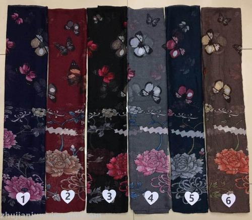 rose butterfly print pattern fashion yarn scarf with various colors and styles