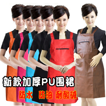 Waterproof and oil-proof and thickened PU apron kitchen, leather apron, leather apron, leather apron.