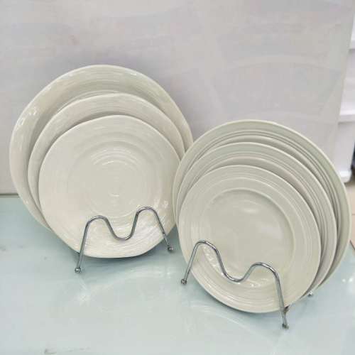 Melamine Tableware A5 round Line Plate Thickened Chinese and Western Restaurant Cooking Plate Coffee Two-Color Disc
