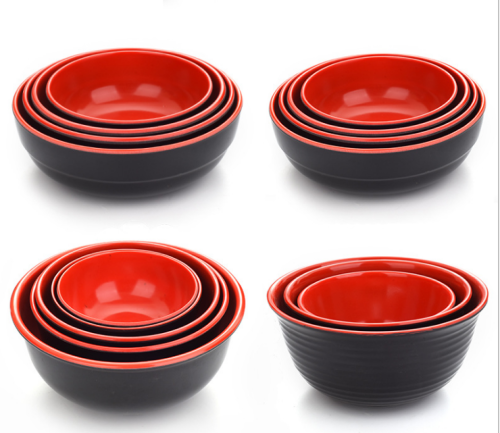 melamine tableware black and red imitation porcelain bowl plastic bowl noodle bowl soup bowl rice bowl dipping bowl wholesale