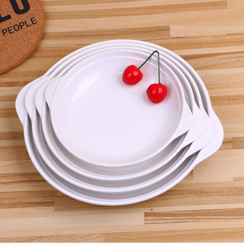 melamine tableware porcelain-like tableware abalone plate white binaural round rice plate restaurant canteen
