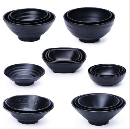 melamine tableware imitation porcelain black flavor thousand ramen bowl spicy hot bowl rice soup porridge imitation porcelain bowl