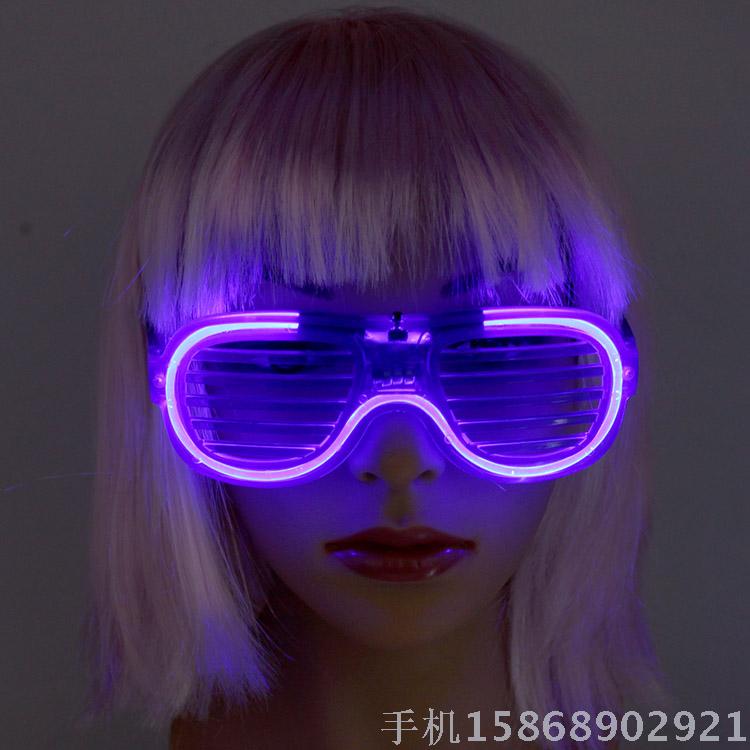 2109新款冷光百叶窗眼镜发光眼镜冷光条闪光眼镜LED灯发光眼镜