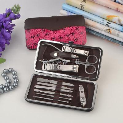 Manicure set 10 pieces of stainless steel nail clippers nail file eyebrow clip