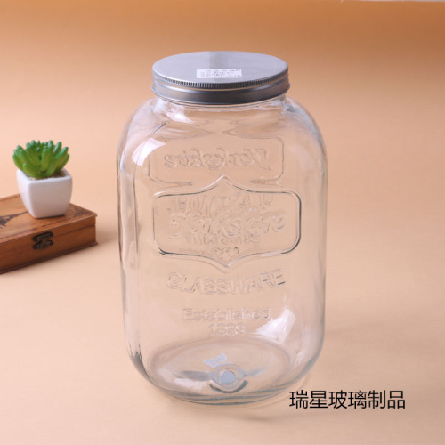 glass juice cooking vessel wine bottle with faucet glass jar glass juice bottle