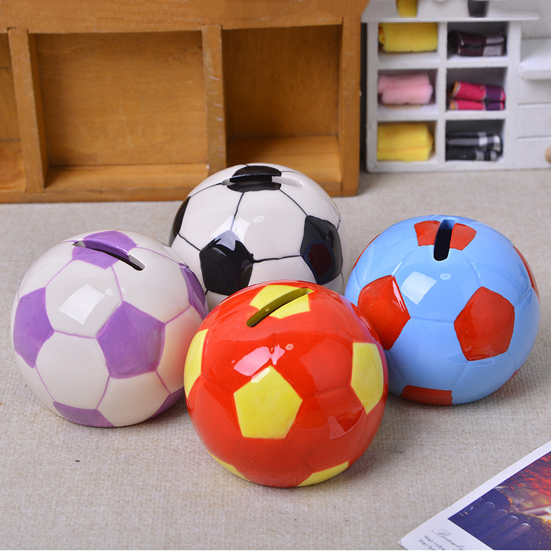 厂家直销 创意儿童可爱家居摆件足球存钱罐存储罐大号定制批发