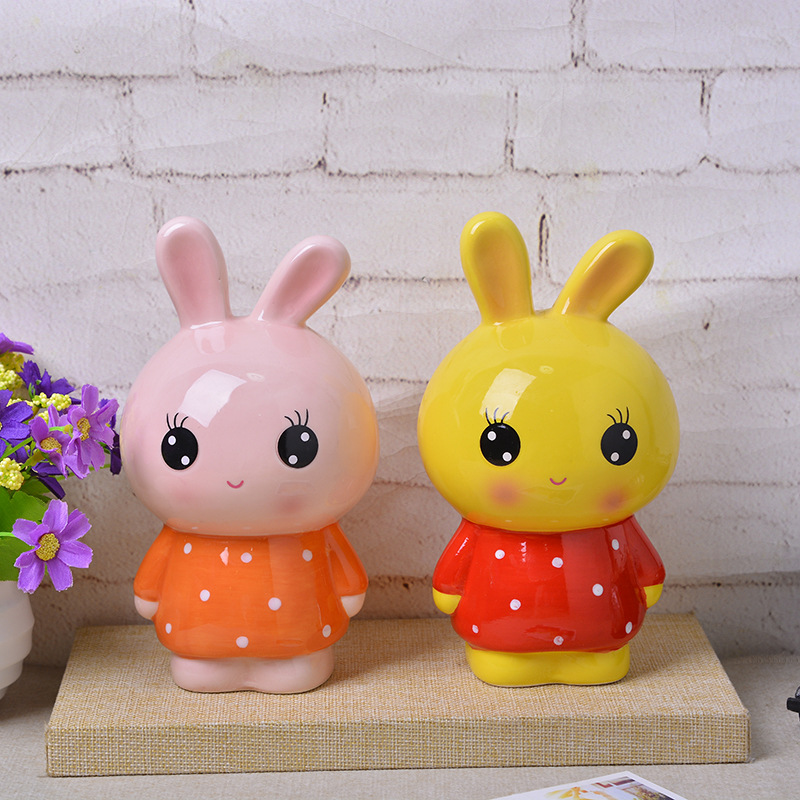厂家直销 时尚可爱陶瓷迷你小兔子存钱罐 储存罐创意小礼物批发