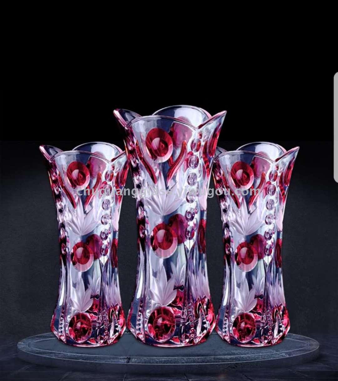 Supply Colored Red Crystal Glass Vase Handicraft Home Furnishings