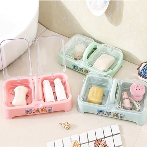 creative bathroom large double-layer soap box with lid toilet multi-layer laundry soap storage box new material