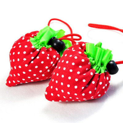 Cartoon large capacity portable strawberry shopping foldable bag strawberry shopping bag strawberry supermarket handbag