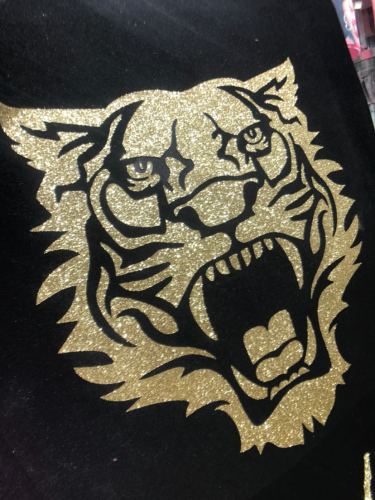 glitter powder lettering film， custom tiger head
