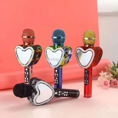 Wireless bluetooth microphone sound glass body with colored lights