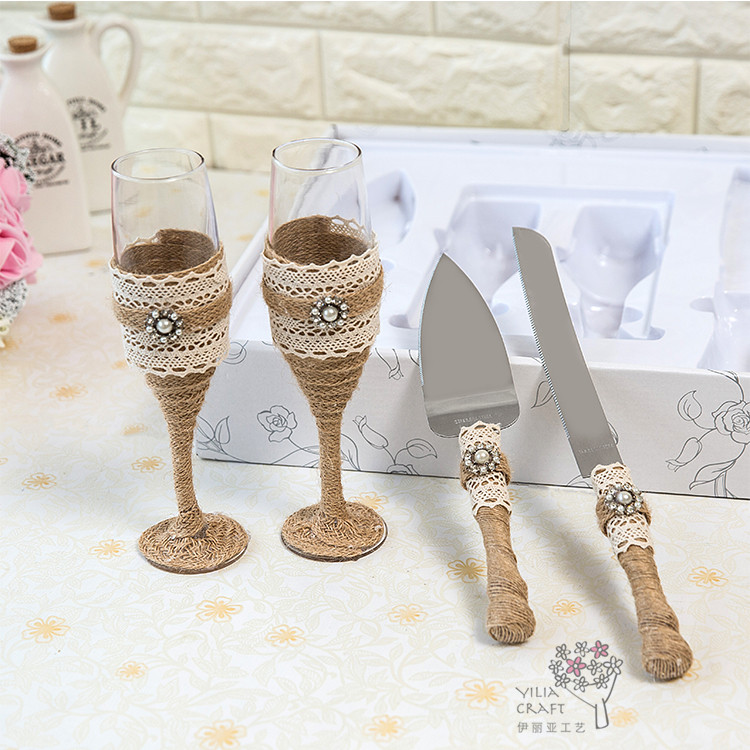 Supply 2018 New European Style Wedding Goblet Cake Knife Shovel