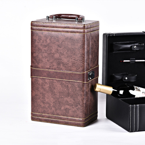 Factory Direct Spot Leather Wine Box High-Grade Wine Two Packing Boxes Customized Wholesale 