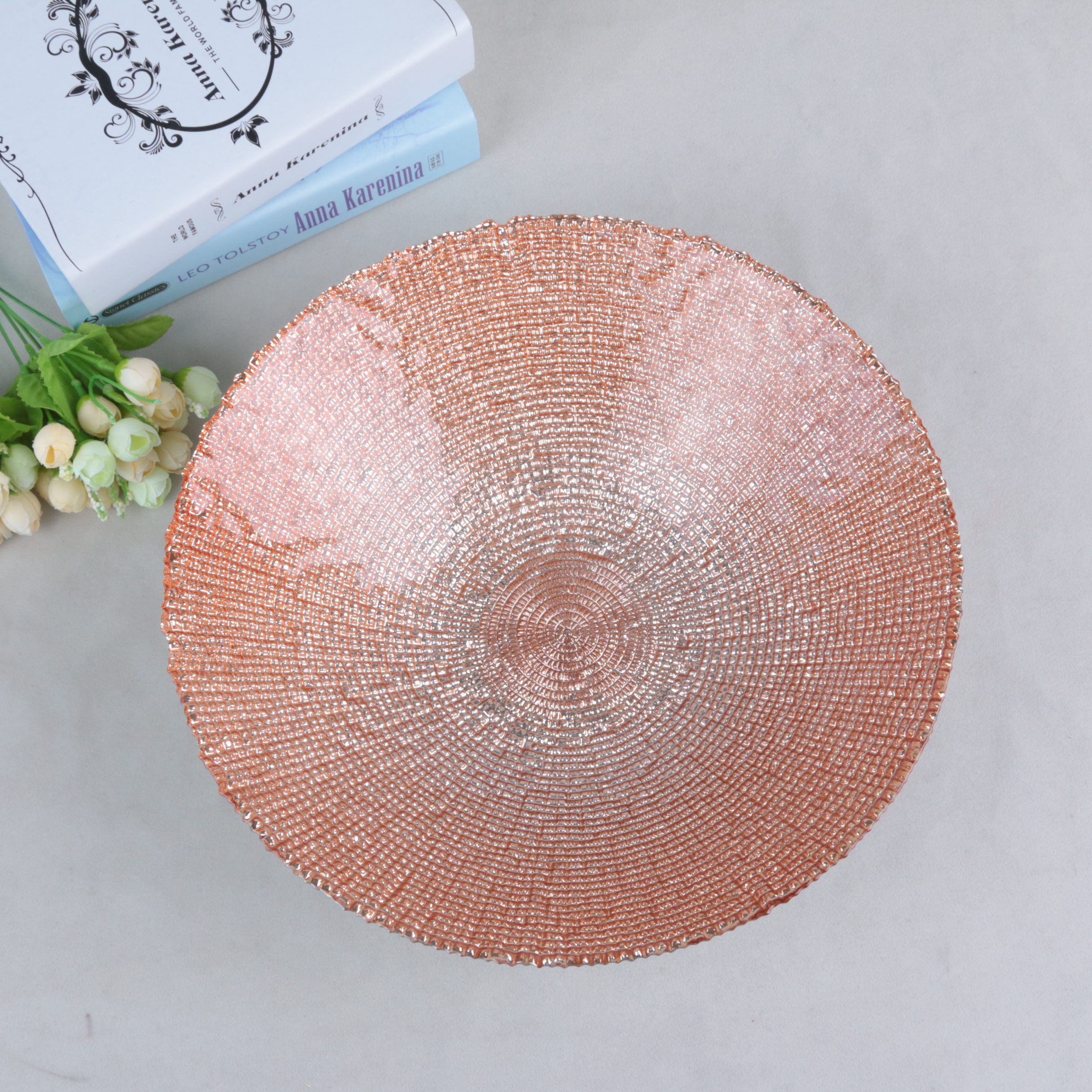 玻璃盘 西餐主盘 欧式婚庆酒店主桌装饰餐碟