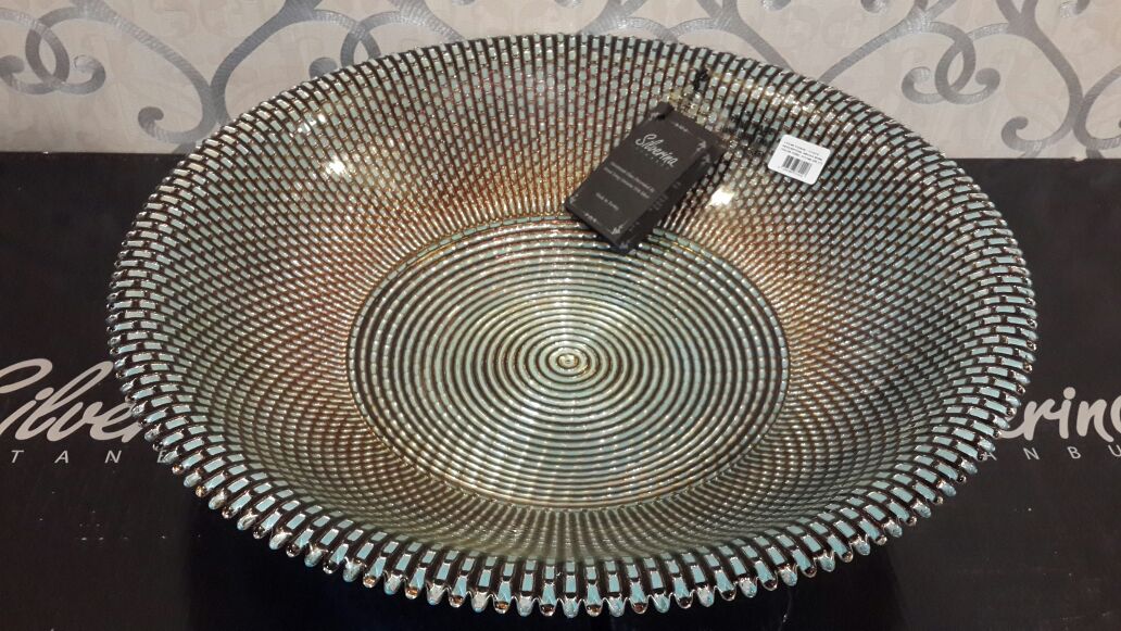 外贸厂家电镀金边西餐餐盘糕点盘摆件玻璃盘子