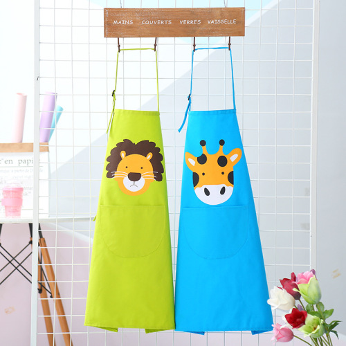 haolijia printed sleeveless cartoon apron kitchen cleaning animal apron overalls daily necessities wholesale customization