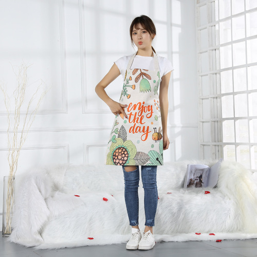 professional wholesale korean style home environmental protection waterproof and oil-proof apron customized cotton and linen waist anti-dressing one-piece delivery