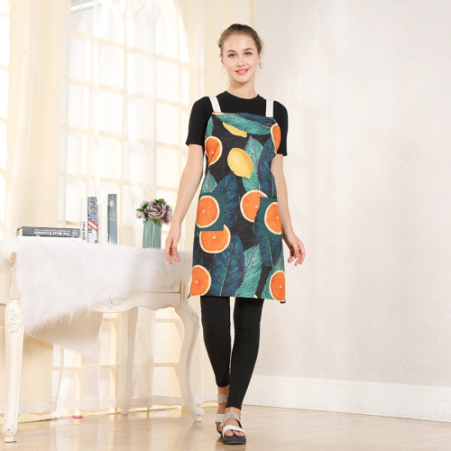 Hot Sale New Korean Fruit Printed Apron Customized Home Cotton Linen Sleeveless Creative Work Clothes Gift Wholesale