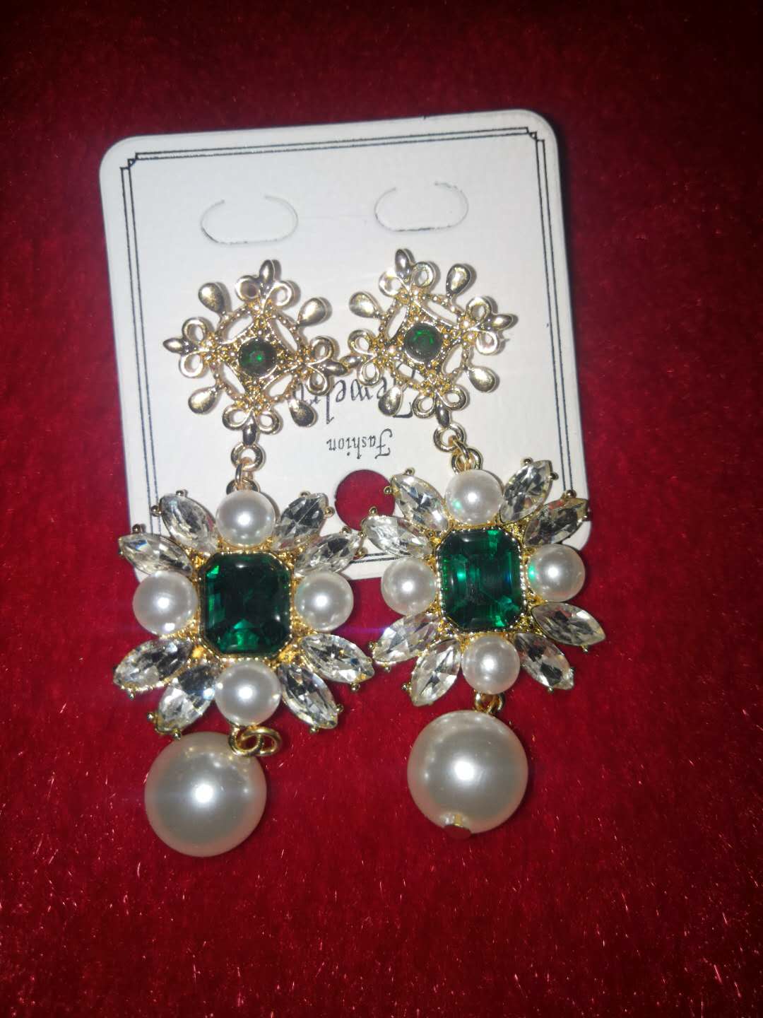 韩版时尚超闪水晶蓝宝石吊坠耳环夸张大耳钉气