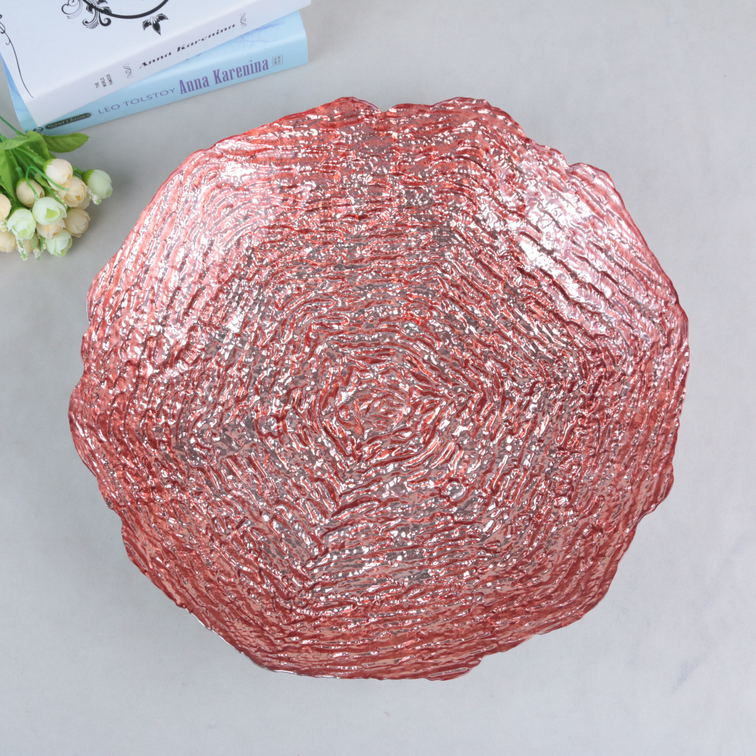 玻璃婚庆主盘家用餐具餐盘圆形托盘水果盘